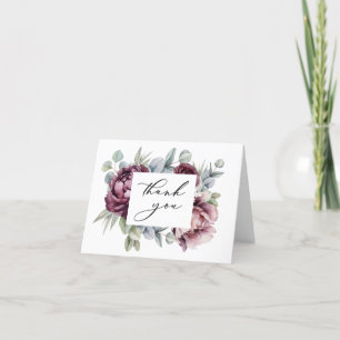 Rustieke Bourgondië en Plum Floral Dank u Bedankkaart