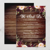 Rustieke Bourgondische Bloemengelofte Vernieuwing Kaart (Voorkant / Achterkant)