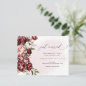 Rustieke Bourgondische bloesem bloemenbruiloft aan Briefkaart (Staand voorkant)