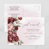 Rustieke Bourgondische bloesem bloemenbruiloft aan Briefkaart (Voorkant / Achterkant)