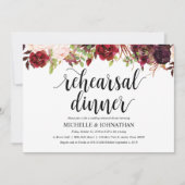 Rustieke Bourgondische bruiloft repetitie Diner Ui Kaart (Voorkant)