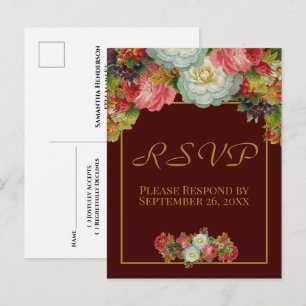 Rustieke Bourgondische herfst bloemenbruiloft RSV Briefkaart