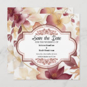 Rustieke Bourgondische kalligrafie Save The Date (Voorkant / Achterkant)