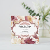 Rustieke Bourgondische kalligrafie Save The Date (Staand voorkant)