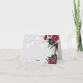 Rustieke Bourgondische marine bloemlichten dank u Bedankkaart (Achterkant)