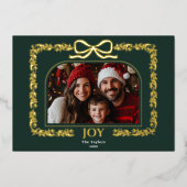 Rustieke Bow Greenery Familie Foto Lijst Folie Uitnodiging (Voorkant)