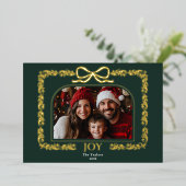 Rustieke Bow Greenery Familie Foto Lijst Folie Uitnodiging (Staand Voorkant)