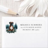 Rustieke Boxer Dog Pine Trees Retouradres Label (Insitu)