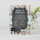 Rustieke Boy Baby Q Sprinkle, BBQ baby shower Kaart (Staand voorkant)