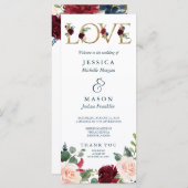 Rustieke Breezy Bourgondië Fall Wedding Programma (Voorkant / Achterkant)