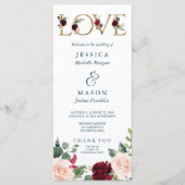 Rustieke Breezy Bourgondië Fall Wedding Programma (Voorkant)