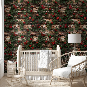 Rustieke Brick Roos Vine Behang