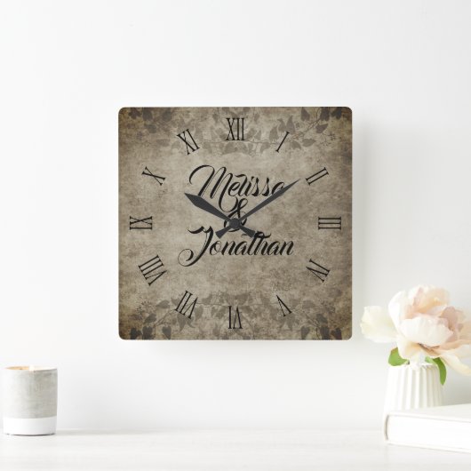 rustieke bruid bruidegom namen bruiloft vierkante klok (Huis)