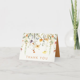 Rustieke Bruidsbruiloft met Wilde Bloemen Bedankkaart