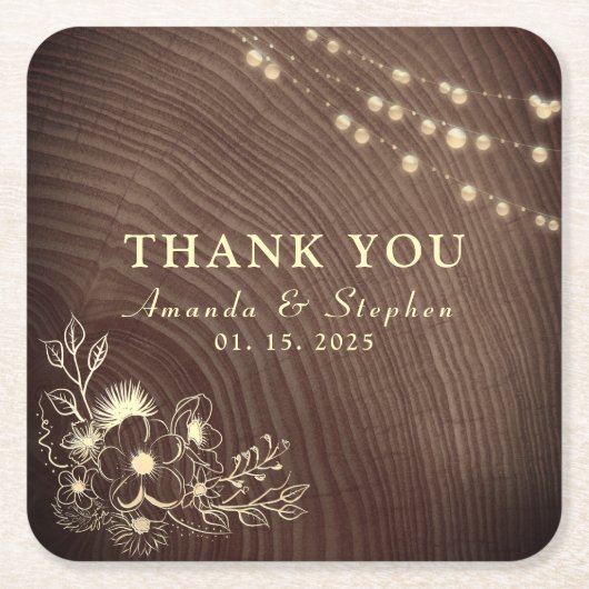 Rustieke bruiloft Bedankt Papier Onderzetter (Voorkant)