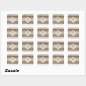 Rustieke Bruiloft Beige Wit Kant Burlap Vierkante Sticker (Vel)