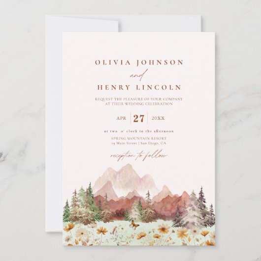 Rustieke Bruiloft Berg Wildflower QR Code Kaart (Voorkant)