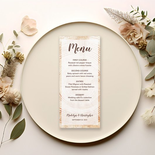 Rustieke Bruiloft Boom Hout Graan Custom Menu