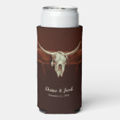 Rustieke Bruiloft Bruin Western Bull Skull Land (Seltzer Achterkant)
