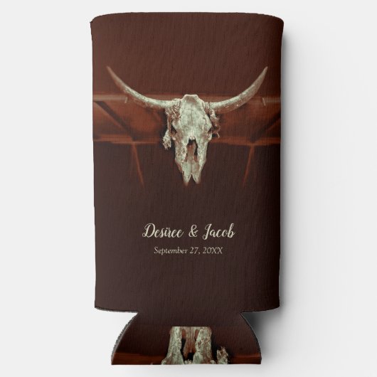 Rustieke Bruiloft Bruin Western Bull Skull Land (Achterkant)