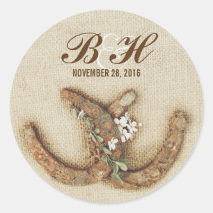 rustieke bruiloft burlap hoefijzers stickers