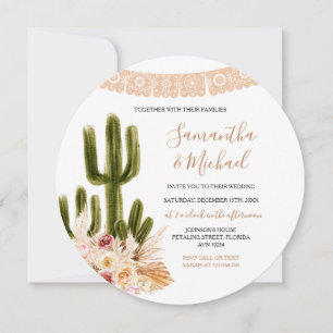 Rustieke bruiloft cactus uitnodiging