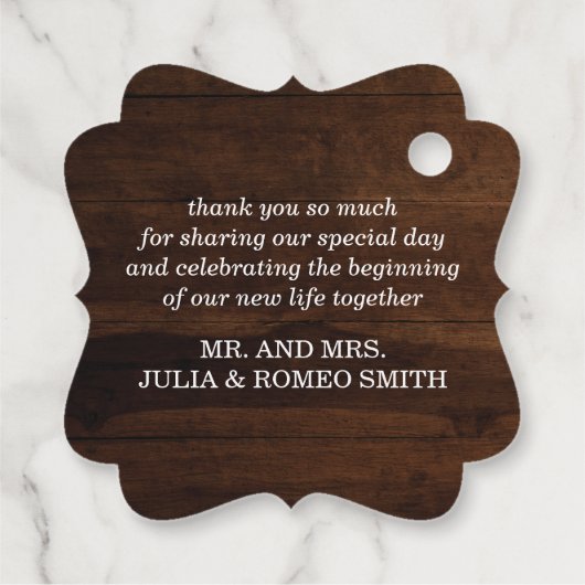 Rustieke bruiloft Dank u Bedankjes Labels (Achterkant)