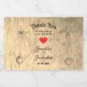 Rustieke bruiloft dank u gunsten script chique min likeurfles etiket (Enkel label)