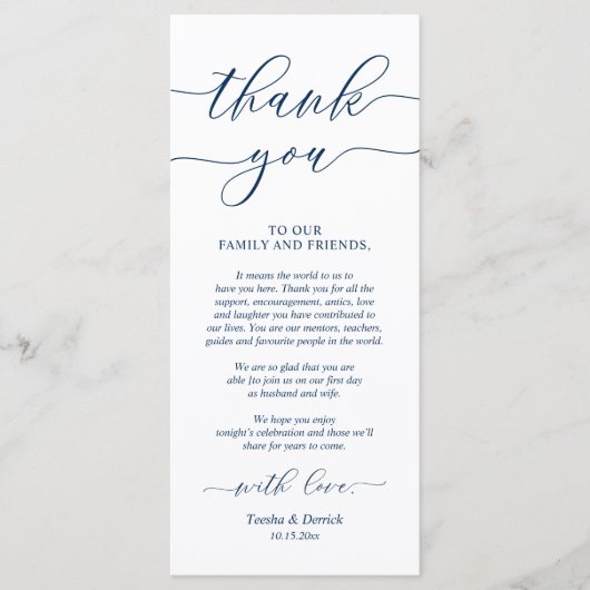 Rustieke bruiloft diner plaats instelling dank u k programma (Voorkant)