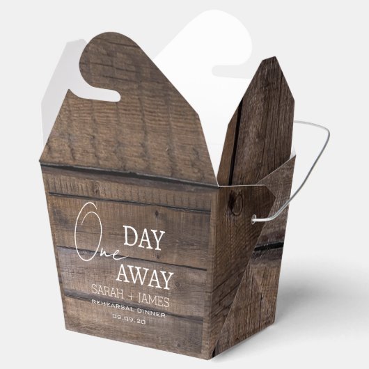 Rustieke bruiloft een dag weg repetitie diner fees bedankdoosjes (Geopend)