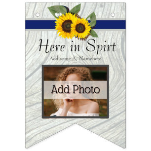 Rustieke bruiloft gouden zonnebloem blauw grijs ho vlaggetjes