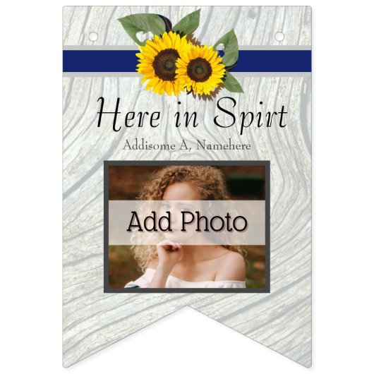 Rustieke bruiloft gouden zonnebloem blauw grijs ho vlaggetjes (Eerste vlag)