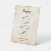 Rustieke bruiloft hout boom ring Custom Menu maalt Reclamebord Met Voetstuk (Voorkant)
