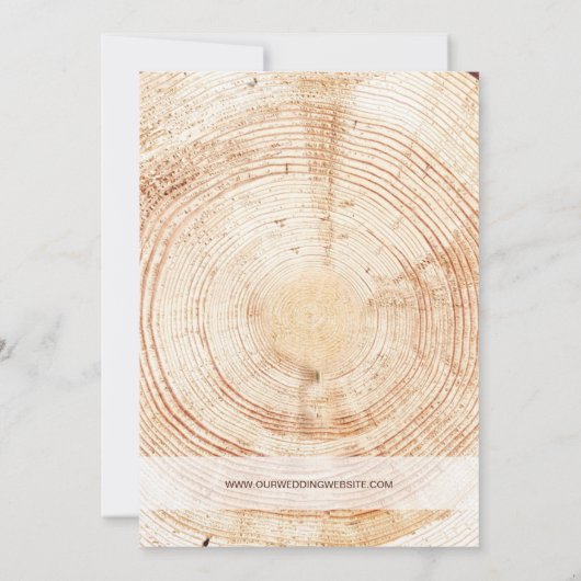 Rustieke Bruiloft Hout Gesneden Slice Kaart (Achterkant)