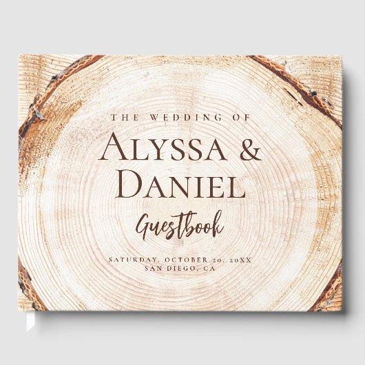 Rustieke Bruiloft Hout Graan boom schors Custom Gastenboek (Voorkant)