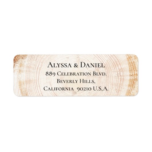 Rustieke Bruiloft Hout graan boom schors ring Cust Etiket (Voorkant)