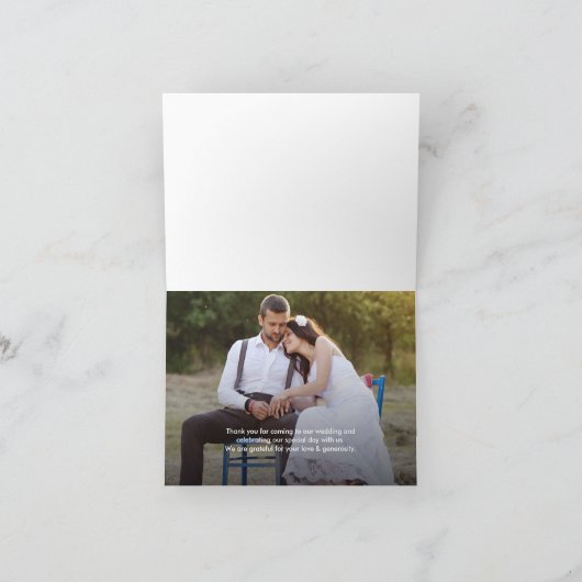 Rustieke Bruiloft Hout Graan Custom Foto Dank u Bedankkaart (Binnen)