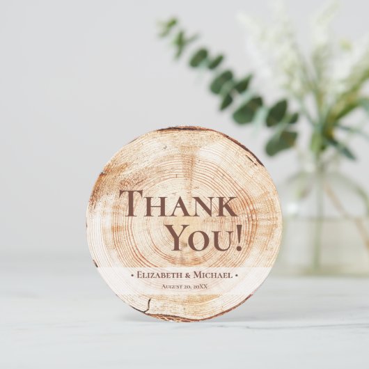 Rustieke Bruiloft Hout Graan Custom Foto Dank u Kaart (Staand voorkant)