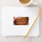 Rustieke Bruiloft Hout Kant Lichten Bloemen Adres Etiket (Insitu)