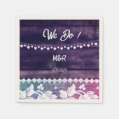 Rustieke bruiloft - hout, kant, touwharten servet (Voorkant)