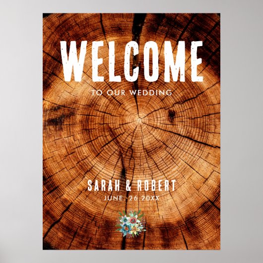 Rustieke Bruiloft  Hout Welkom op onze bruiloft Poster (Voorkant)