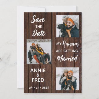 Rustieke bruiloft huisdier foto hond save the date