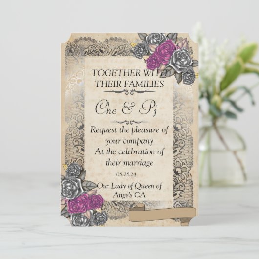 Rustieke bruiloft Kaart uitnodiging (Staand voorkant)