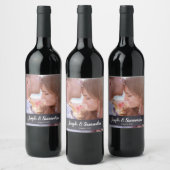 Rustieke bruiloft krijtbord Etsen Script Foto Wijn Etiket (Flessen)