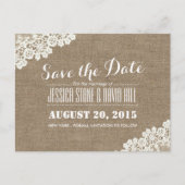 Rustieke bruiloft  Laced Burlap Aankondigingskaart (Voorkant)