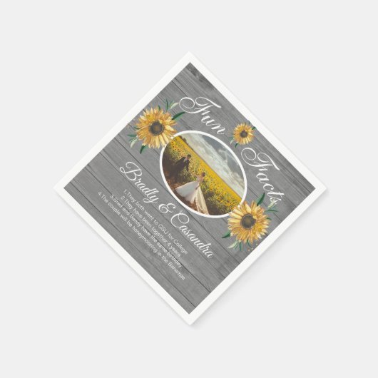 Rustieke bruiloft Leuke Feiten Zonnebloem Grijs Ho Servet (Hoek)