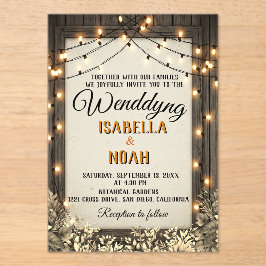 Rustieke bruiloft met  bloemen en bladeren acryl uitnodigingen