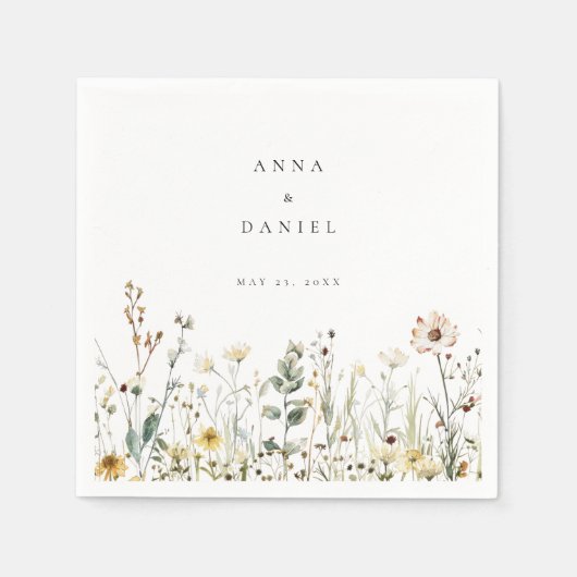 Rustieke Bruiloft met Wilde Bloemen Servet (Voorkant)