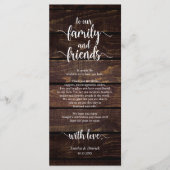 Rustieke bruiloft plaats instelling dank u kaart (Voorkant)