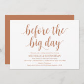 Rustieke bruiloft repetitie diner, koper thema kaart (Voorkant / Achterkant)